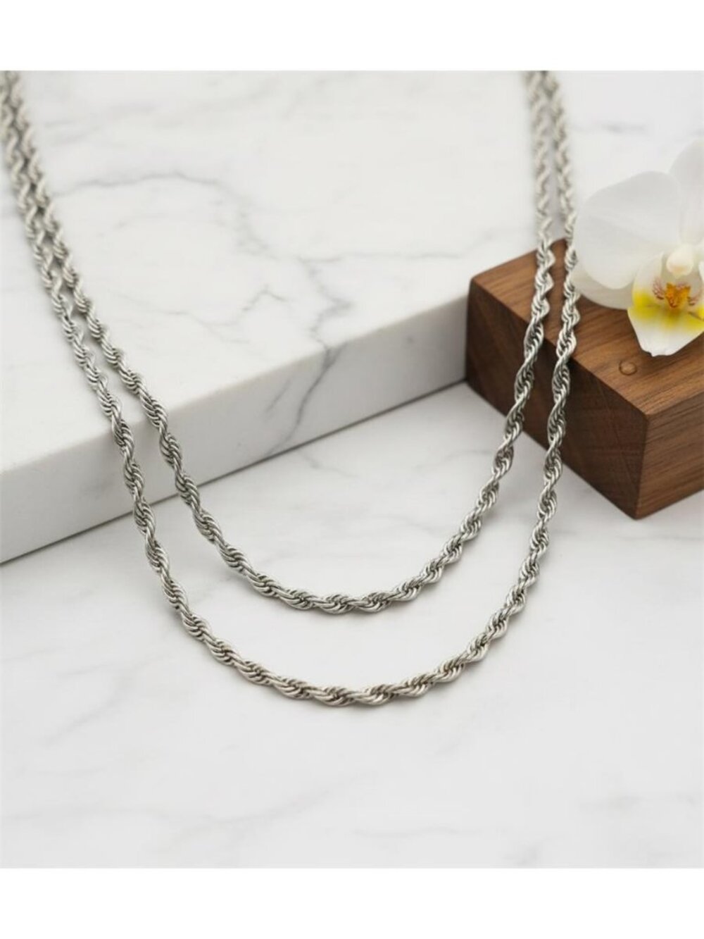 HCT Italy 925 Sterling Silver Twist Rope Chain Necklace 30 In Lobster Clasp
